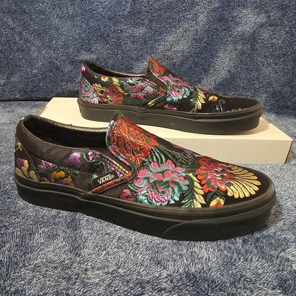 Vans Shoes - Limited Edition Vans Slip-Ons with Colorful Floral Embroidery  (Festival Satin)